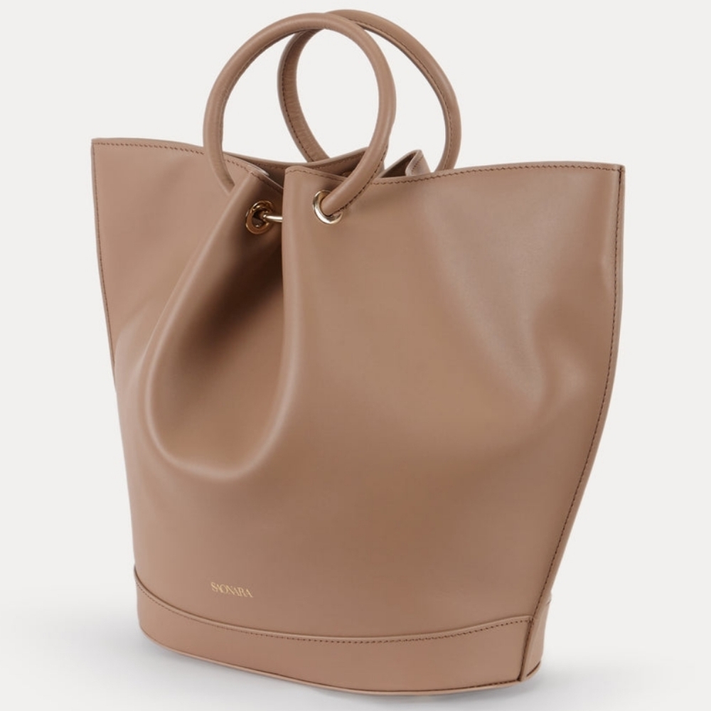 SAONARA CAPAZO MOKA LEATHER Tote Bag - Picture 5 of 6